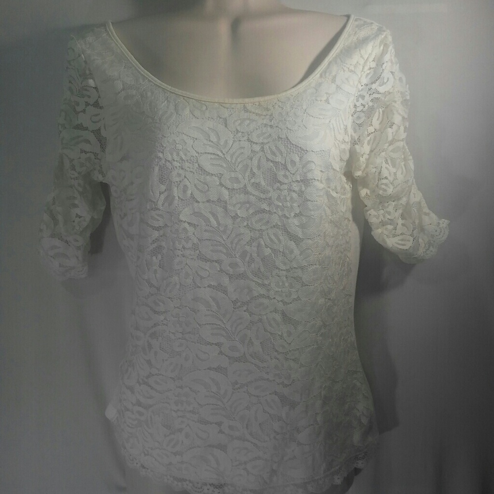 White Floral Lace Top